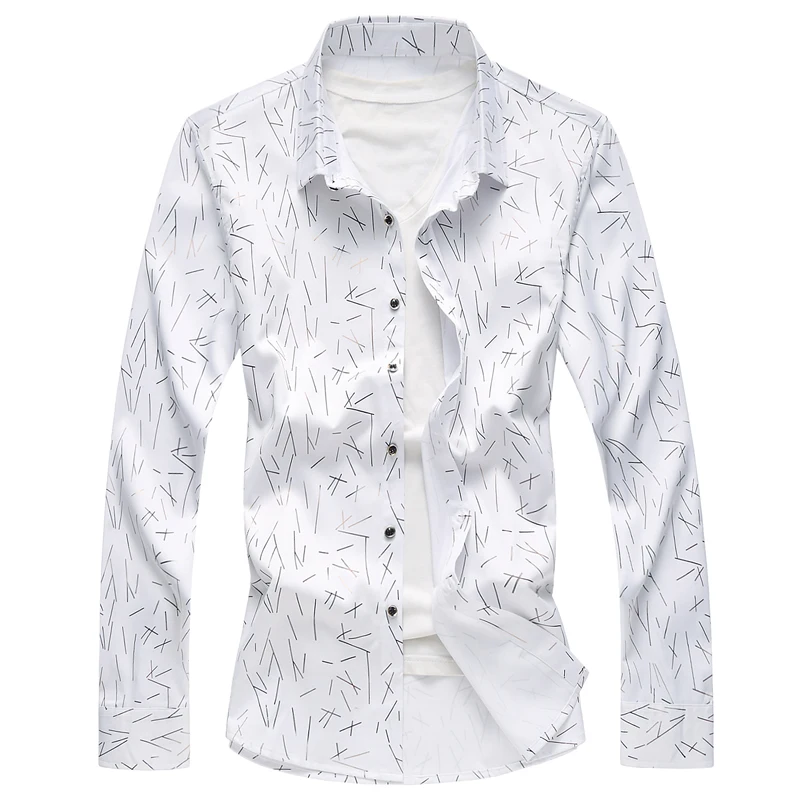 Мужская рубашка с цветочным принтом VROKINO удобная приталенная прямого кроя