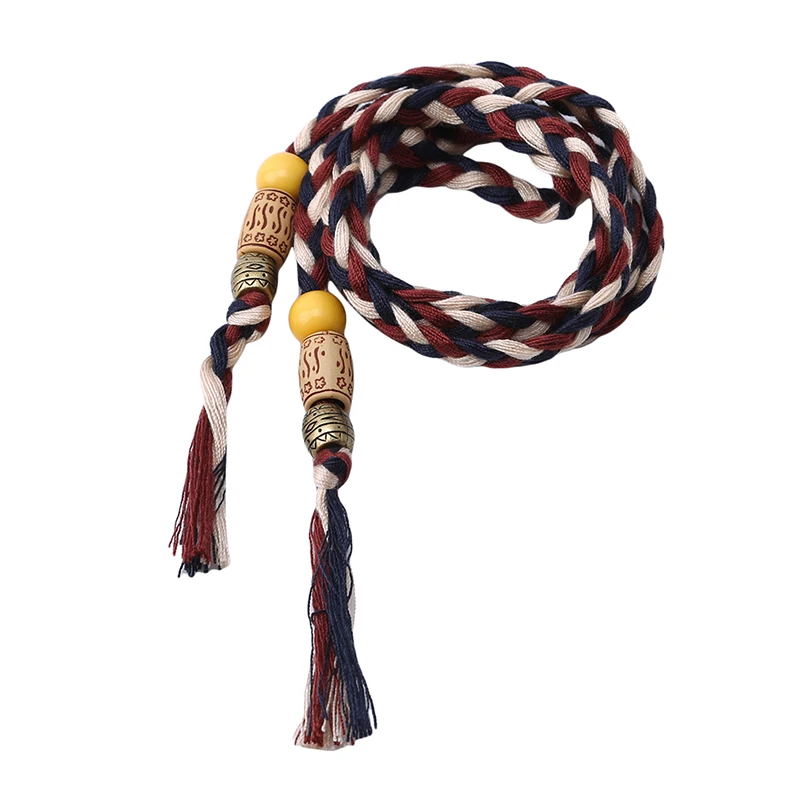 Ремень женский Плетеный с кисточками модный винтажный пояс для платьев разных