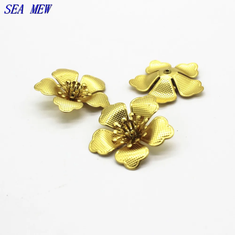 SEA MEW 29 мм Металлические медные цветы База Установка сырая латунная филигрань