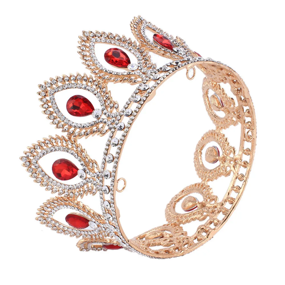 Тиара принцессы в стиле барокко с красным кристаллом свадебная тиара корона для