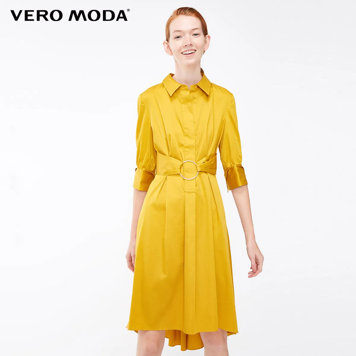 Arrowwood Vero Moda платье женское платье-рубашка с отложным воротником и металлическими кольцами | 31836Z512 - Цвет: Arrowwood