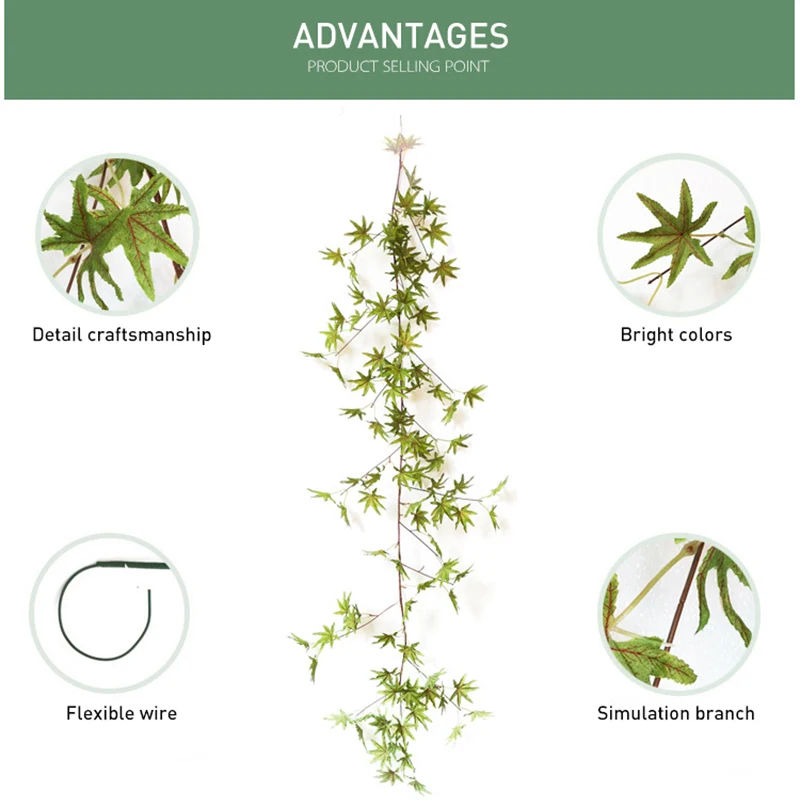 

3 Colors Artificial Flowers Maple Leaves Rattan Simulation Decorative Silk Leaves Fake Fall Leaves For Home Wedding Party Decor