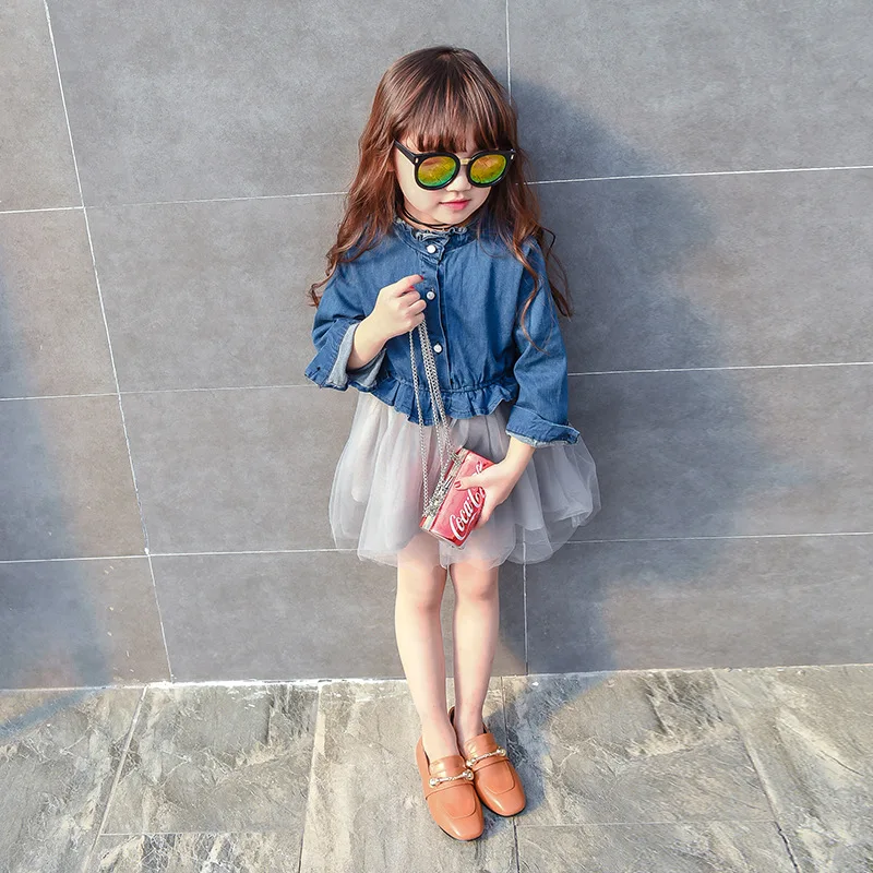 Девушка Джинсовые Dress2017Spring и AutumnKids Девушки Одежду для Первого Дня Рождения