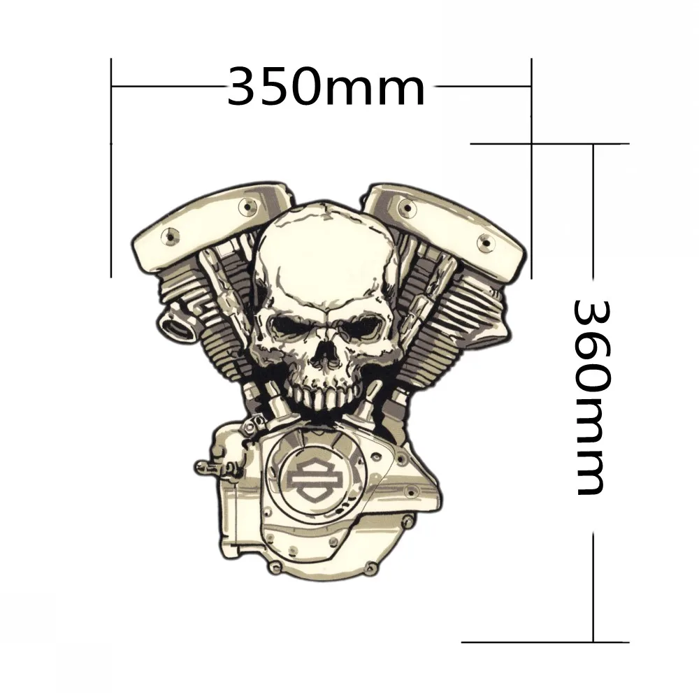 

Engine Skull Motorcycle Embroidered Iron On Patches DIY Applique Biker Patches For Clothing