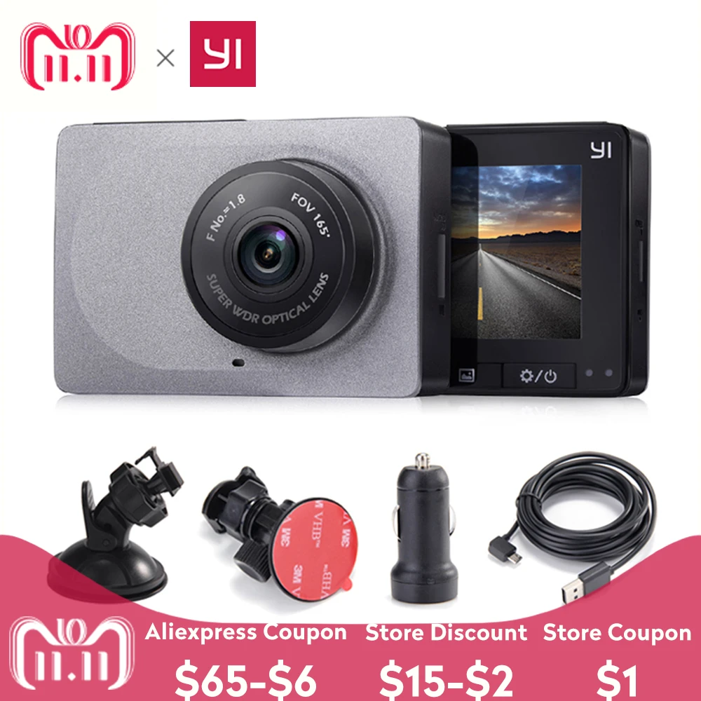 [Международная версия] YI Smart Car DVR 165 градусов 1080P 60fps автомобильный детектор 2," Dash Camera ADAS Safe Reminder Dashcam