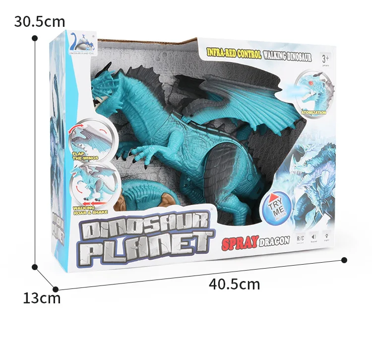 Ice Dinosaur Инфракрасный пульт дистанционного управления динозавр качающаяся голова глаза светильник вверх и звук Дракон пламя динозавр лед динозавр игрушки электрическая модель G - Цвет: Ice Dinosaur