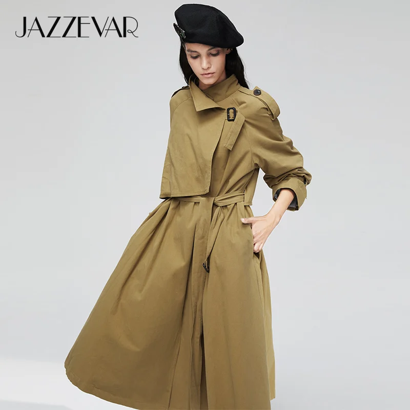 JAZZEVAR 2019 Новое поступление осенний тренч женское повседневное длинное пальто