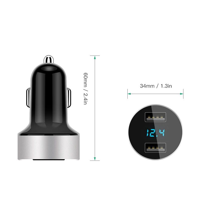 Dual USB Автомобильное Зарядное устройство цифровой светодиодный Дисплей 5 В 4.8A