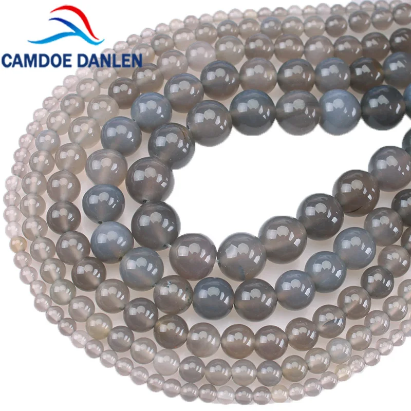 Круглые бусины CAMDOE DANLEN незакрепленные серого цвета из натурального камня