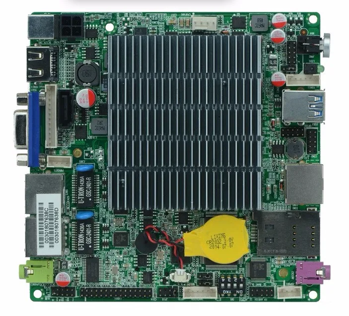 Mini ITX Промышленная материнская плата с процессором celeron j1900 на плате, четырехъядерный процессор 2 ГГц, до 2,42 ГГц двойная lan материнская плата постоянного тока