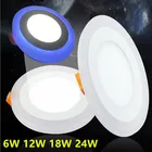 Круглыеквадратные светодиодные панели, 6 Вт 12 Вт 18 Вт 24 Вт, Двухцветные светодиодные потолочные светильники, 3 модели, светодиодные лампы, панельные лампы, бесплатная доставка