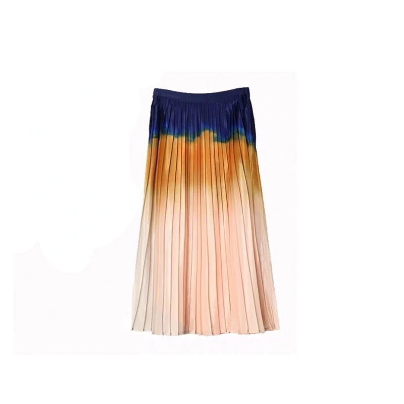 SKIRT IRINAY120 Весна Лето Новая коллекция принт повседневные толстовки и плиссированные юбки набор для женщин - Цвет: SKIRT