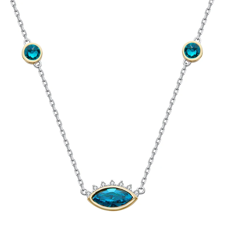LEKANI, классический дьявол глаз с кристаллами от Swarovski, роскошная цепочка на ключицу, 925 пробы, серебряные ожерелья, Женские Ювелирные изделия, подарок