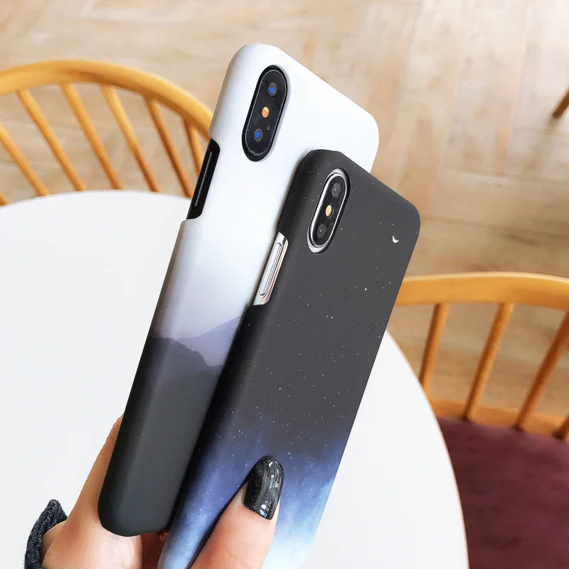 JONSNOW PC жесткий чехол для iPhone X XR XS Max чехол s звездное небо/Горный вид узор чехол для телефона для iPhone 6 6S 7 8 Plus Capa
