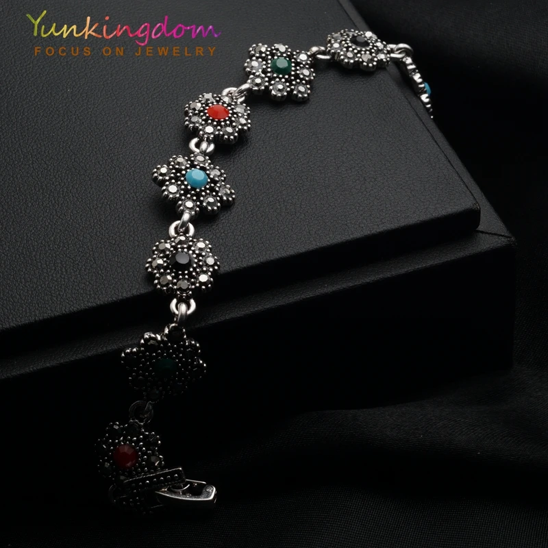 Yunkingdom красочные хрустальные тибетские серебряные цветочные дизайнерские