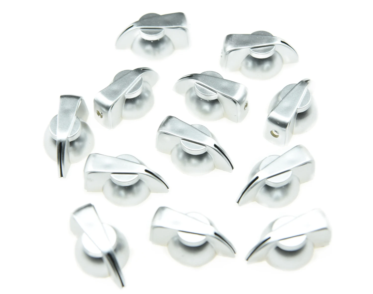 

Pack of 12 Brass Insert Guitar Chicken Head Knob AMP Effect pointer Knob Silver