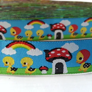 22 mushroom duckling 24 разных цвета коровий утенок 5/8 '(16 мм x 5 ярдов) плетеная жаккардовая из полиэстера лента с таксой собачий ошейник - Цвет: 22 mushroom duckling