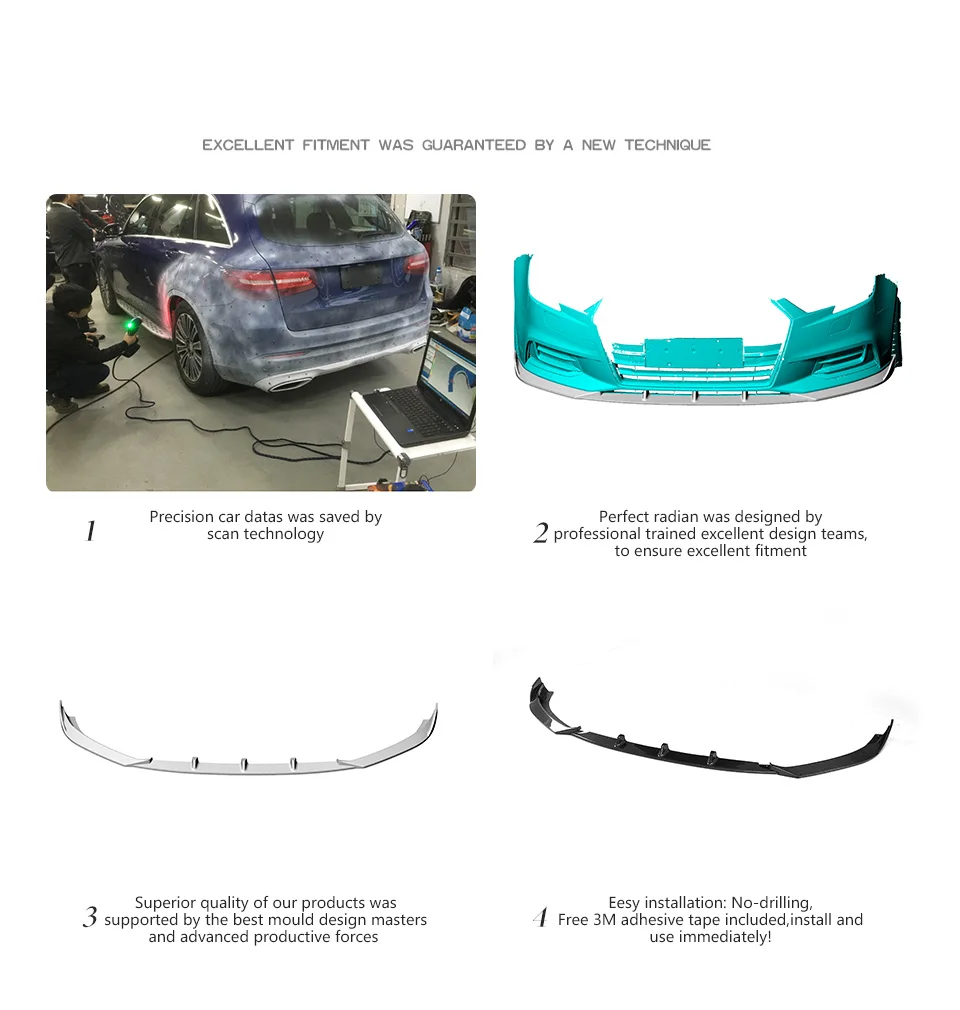 Углеродное волокно/FRP автомобильный передний бампер спойлер сплиттеры для Audi A3 Седан 4 двери подходит A3 стандартный бампер