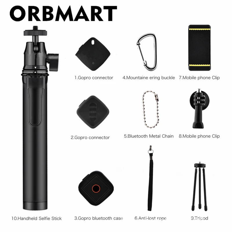 Гибкая ручная селфи-палка ORBMART для спортивной экшн-камеры мобильного телефона