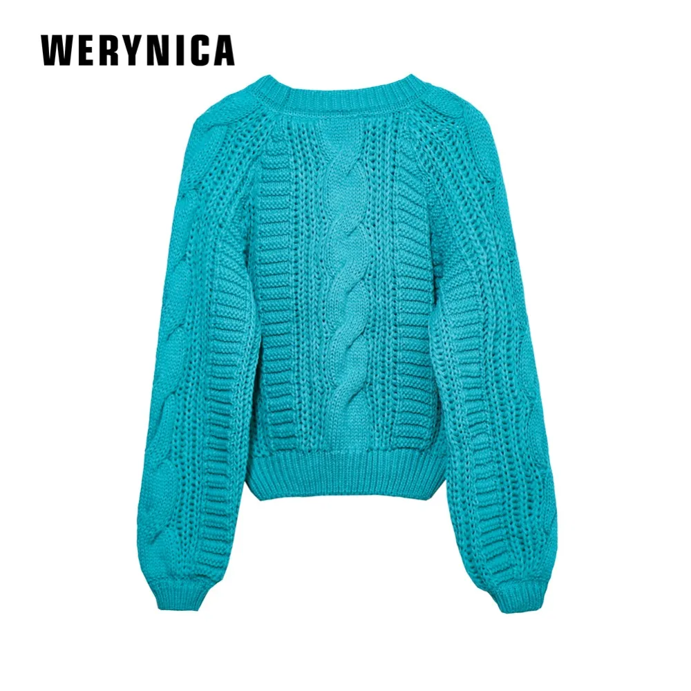 Werynica Women Sweaters Warm Pullover And Jumpers Crewneck Twist Pull Autumn 2019 Knitted | Женская одежда