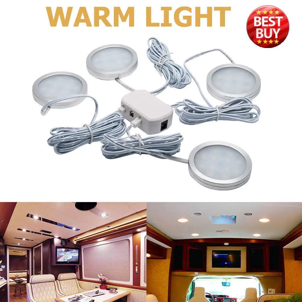 

4x 12V Interior LED Spot Light Warm Light For Camper Van Caravan Motorhome Lamp