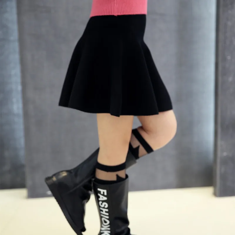 Новая корейская детская весенне осенняя универсальная вязаная юбка принцессы