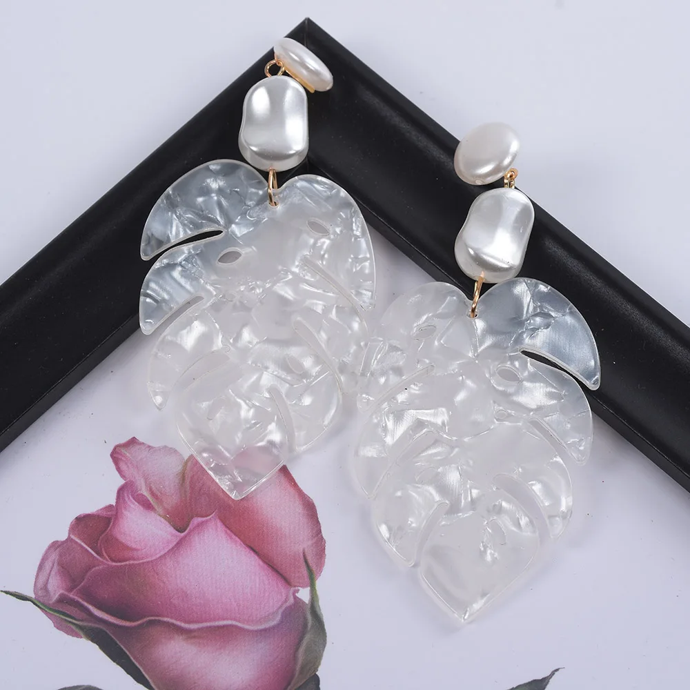 Женские серьги подвески с искусственным жемчугом в этническом