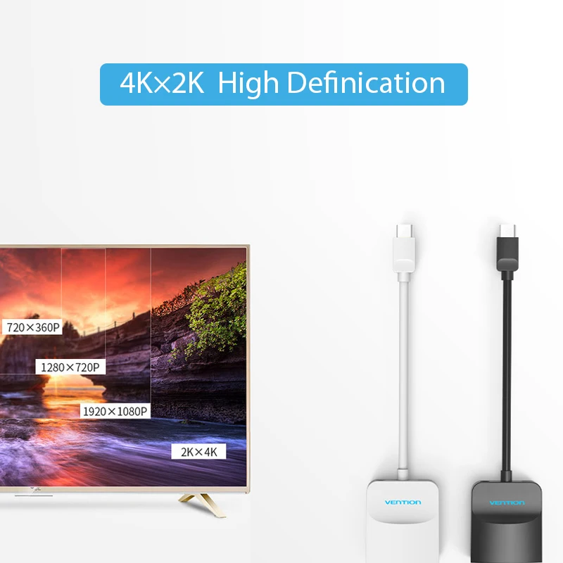 Адаптер Vention Type C 3 1 HDMI преобразователь с поддержкой 4K * 2K для Apple Macbook 12 дюймов и Google