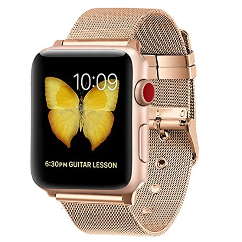 Подходит для Apple Watch ремешок тонкая сетка Милан хорошая Кнопка браслет из