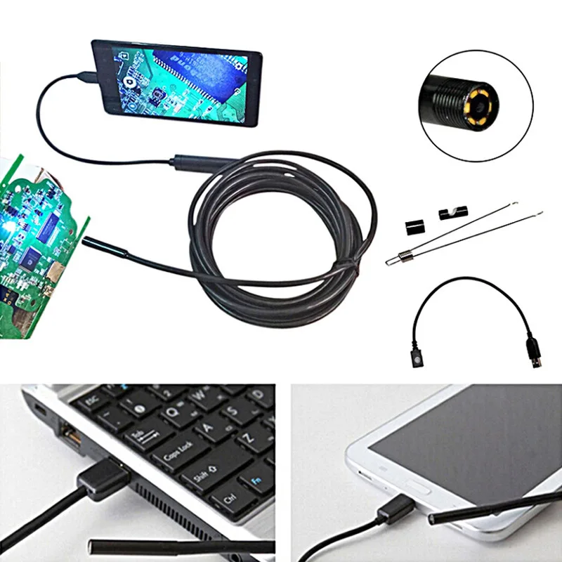 Overfly 7 мм линза эндоскопа камера Micro USB 1 водостойкий эндоскоп провода Змея трубы