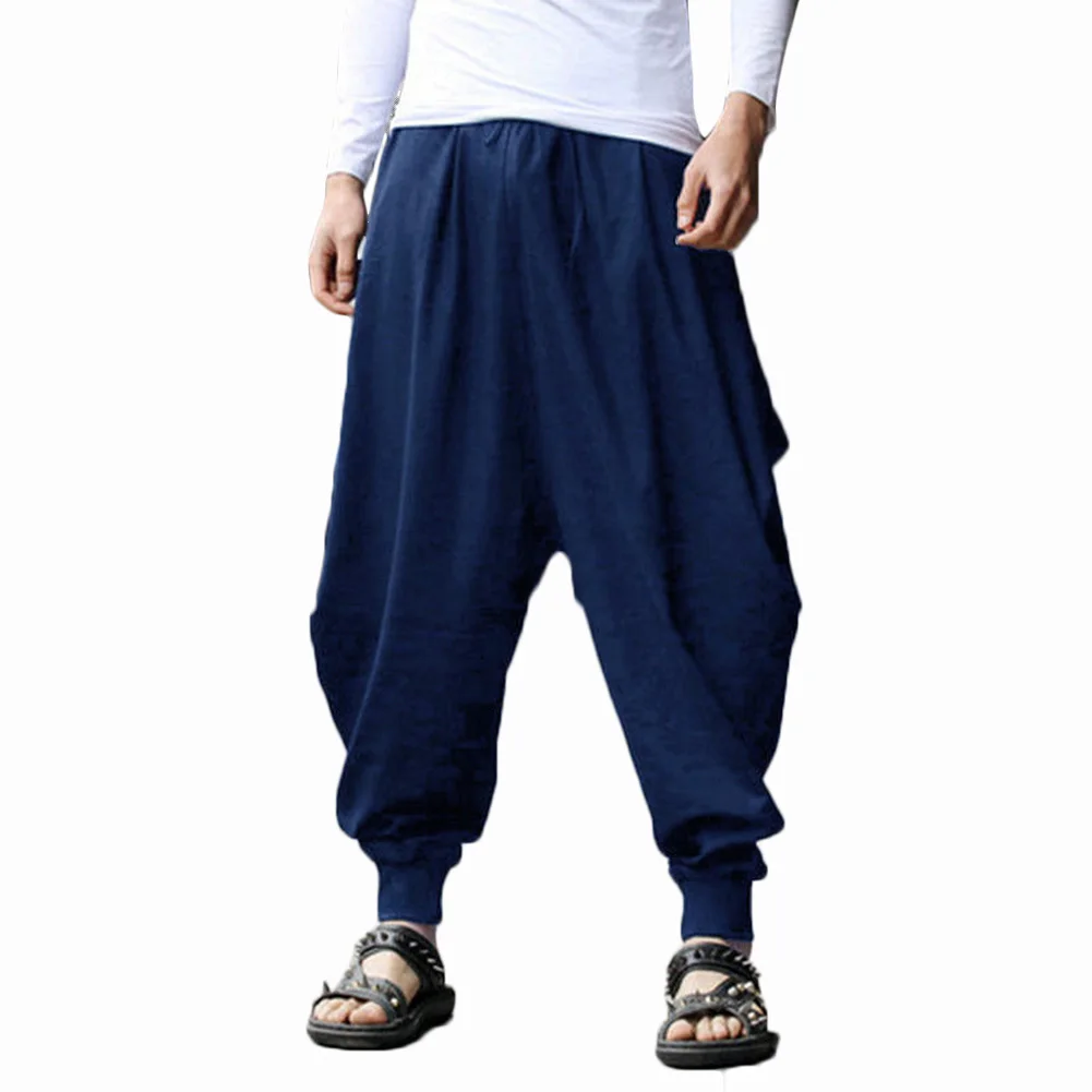 YJSFG HOUSE Brand Mens Harem Pants Grey Hippie Hip Hop Plain Aladdin Martial Male Harem Pants Loose Baggy Trousers Drawstring