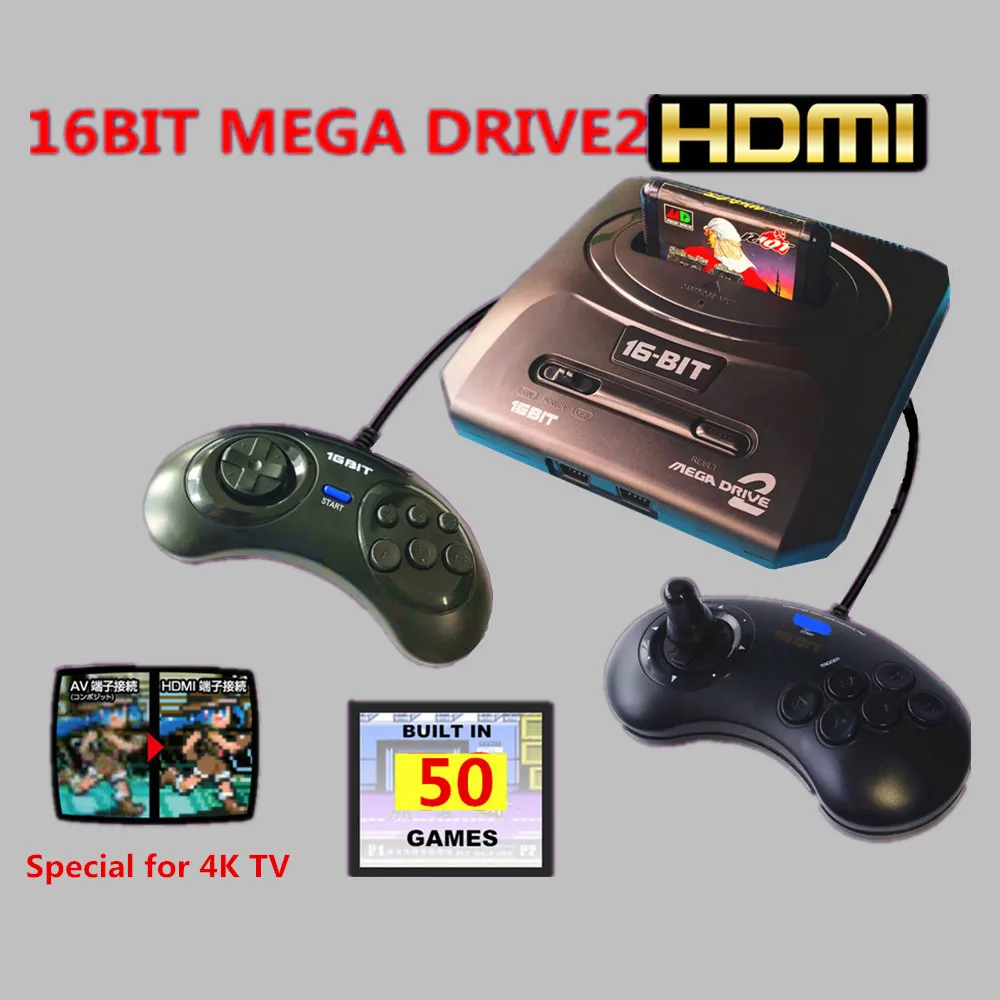 16 бит SEGA MD 2 игровой консоли с нами и JP переключатель режимов HD Дисплей для