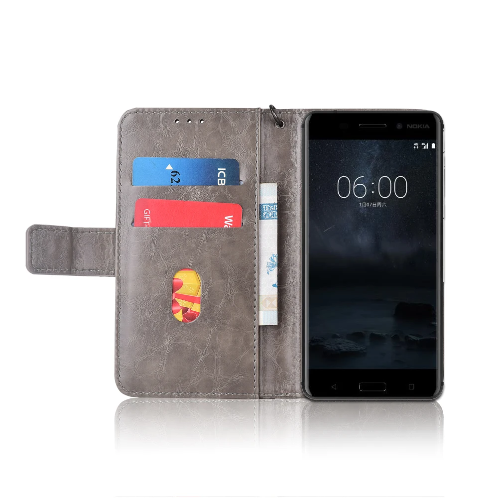 Кожаный чехол-книжка для Nokia 6 2017 TA-1021 чехлы с цветочным принтом чехлы-бумажники