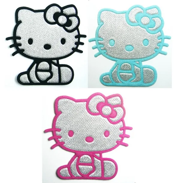 Розовый и черный синий Серебристый hello kitty Железный На заплатках одежда рубашка