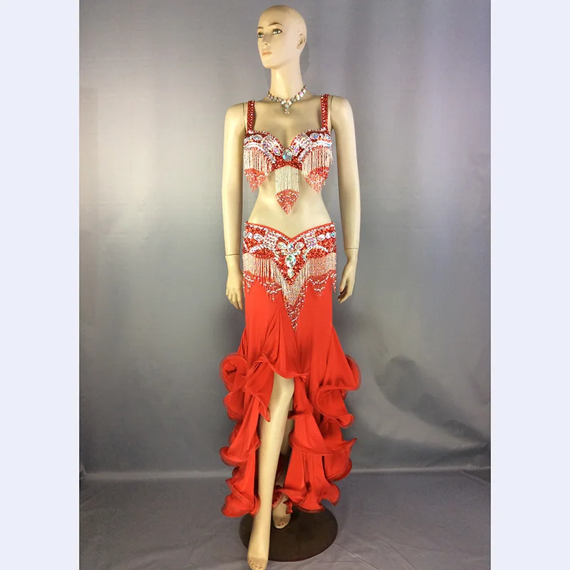 New design Women's Beaded Belly Dance Costume Sets Halloween Sexy Bellydance Christmas Wear Dancing Clothes Outfit | Тематическая