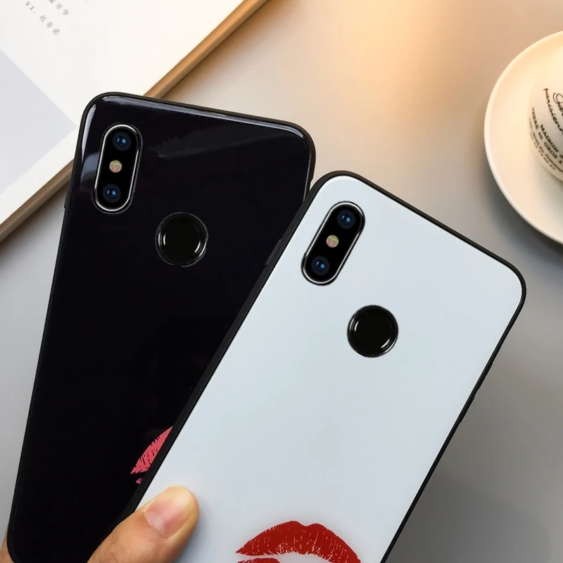 Чехол из закаленного стекла для Xiaomi Redmi Note 8 7 6 5 Pro жесткий чехол с красными губами
