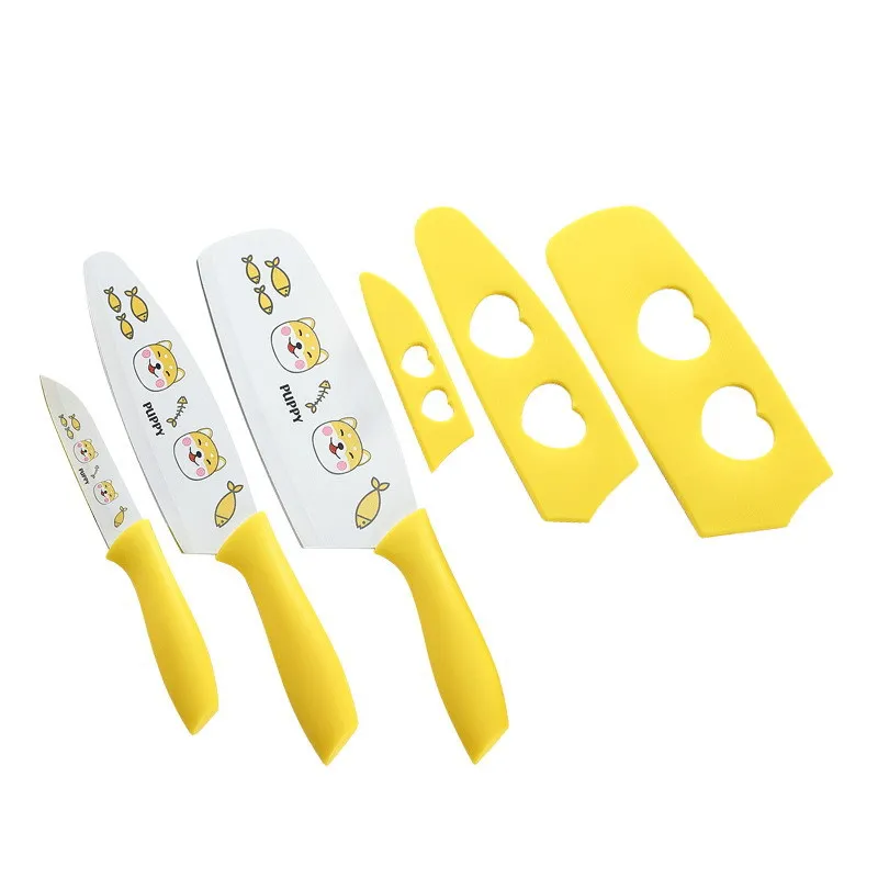yellow Набор из 3 кухонных ножей 3cr13 ножи из нержавеющей стали для очистки овощей нож шеф-повара кухонная принадлежность - Цвет: yellow