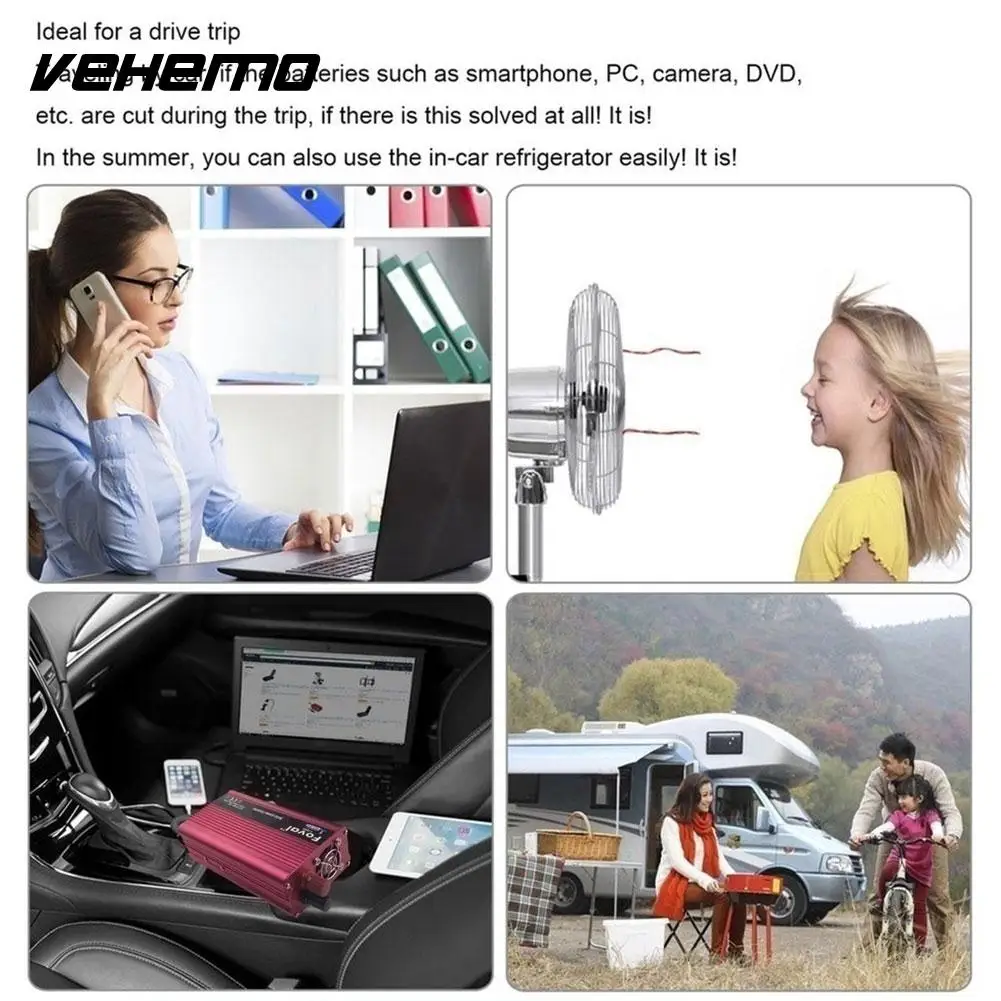Vehemo DC12V/24 В к AC220V преобразователь солнечной Мощность инвертор алюминиевый сплав