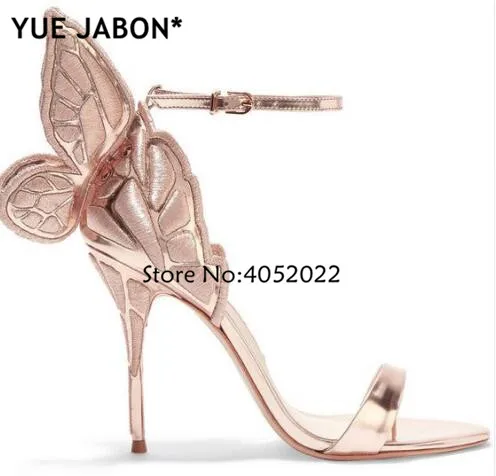 Yue jabon/великолепные разноцветные босоножки на высоком каблуке-шпильке с бабочкой; пикантные модные туфли-лодочки с открытым носком; летние туфли с крыльями ангела - Цвет: picture 13