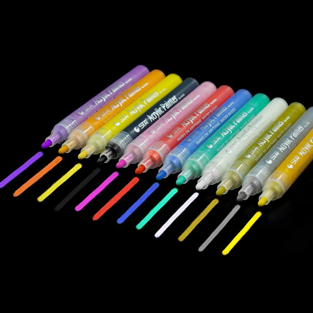 Acrylic paint marker 12/24 colors set permanents drawing pens for artist suppliers | Канцтовары для офиса и дома