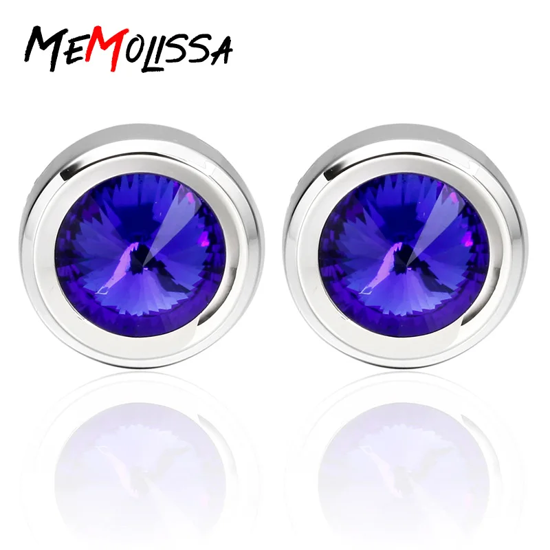 

Ювелирные изделия MeMolissa, модные классические роскошные Синие запонки с кристаллами для мужской рубашки, запонки высокого качества, круглые ...