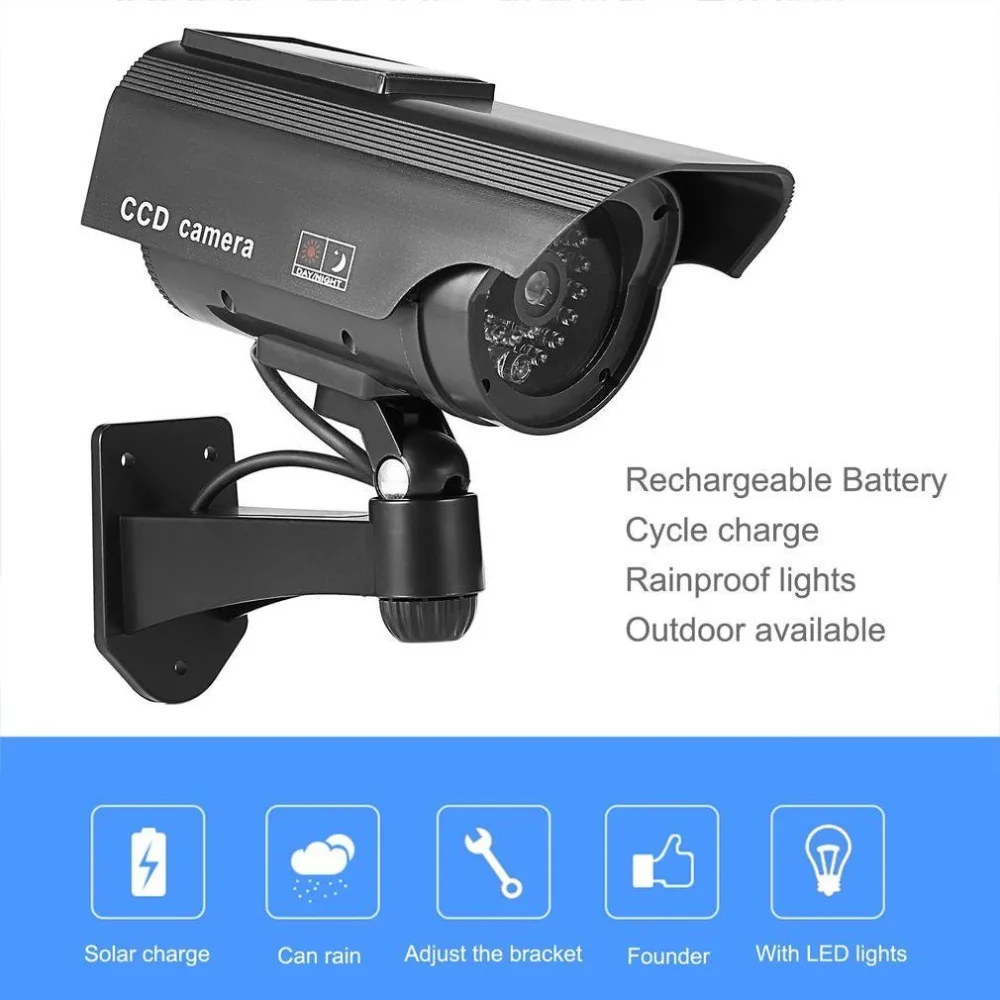 Пустышка Солнечная камера cctv высокая имитация поддельная Led красный свет