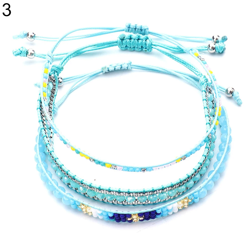 Многоцветные браслеты 3 шт./компл. богемные бусы ручной работы веревка Женские