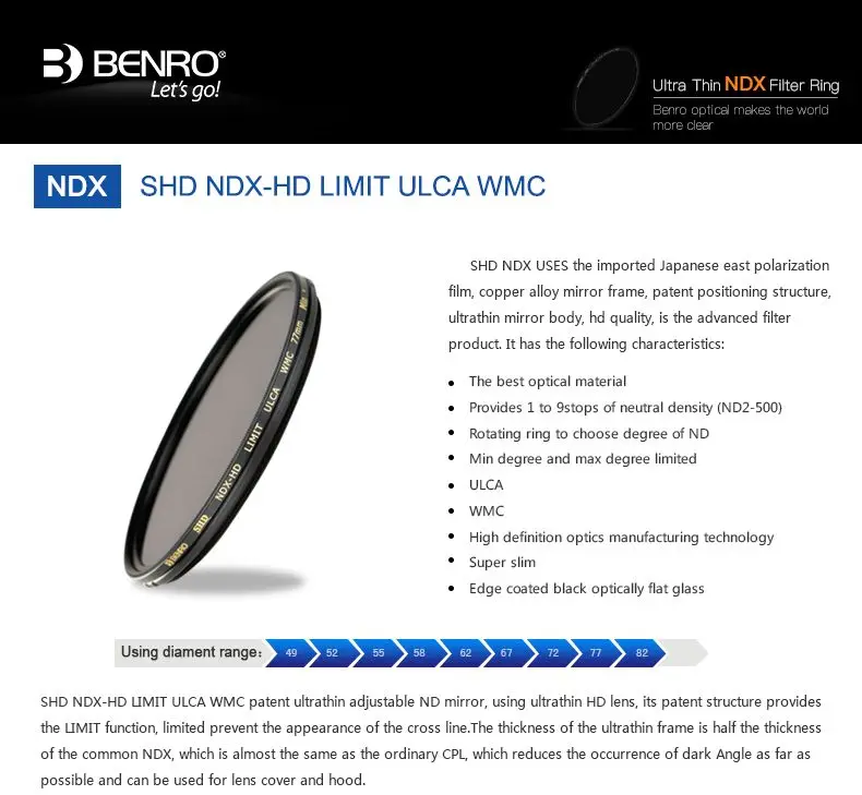 Benro SHD NDX-HD лимит ULCA WMC фильтр Высокое качество оптика ND фильтры водонепроницаемый анти-Масляный фильтр DHL