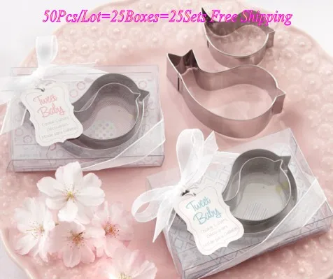 50pcs/lot(25boxes) Baby shower souvenirs of Tweet Mamma and Bird Cookie Cutters For baby birthday party favor gift | Дом и сад