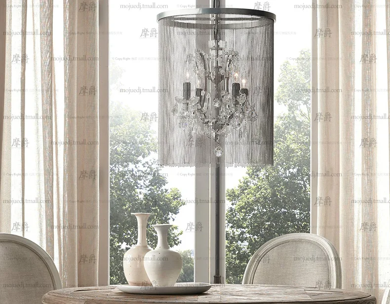 

Minimalist Living Room Curtain Vaille American Vintage crystal iron Chandelier