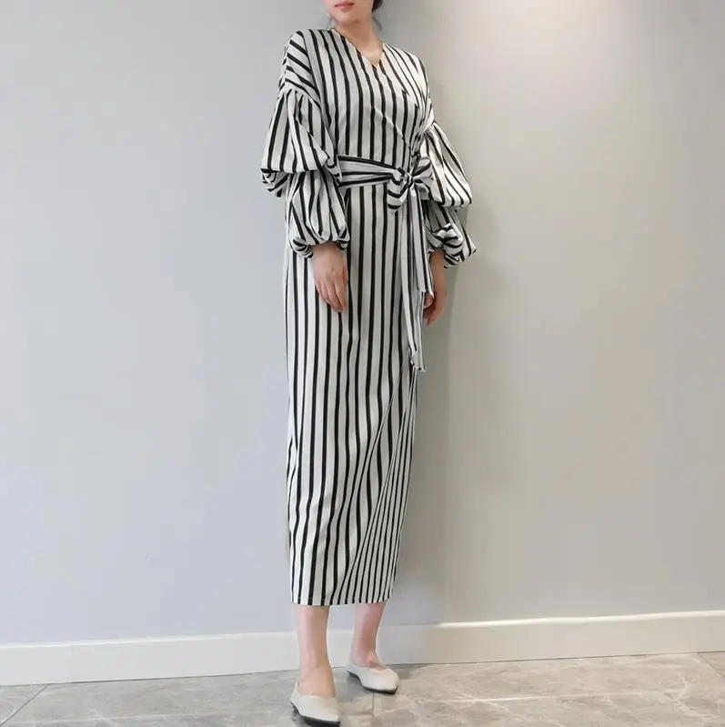 White Vestidos кафтан арабский абайя Дубай женское длинное Полосатое Макси мусульманское платье хиджаб Восточный халат из марокена Турецкая мусульманская одежда - Цвет: White