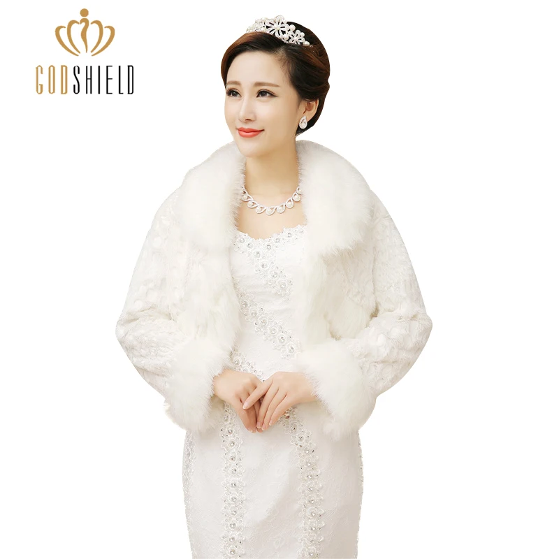 2017 Spring Faux Fur Bridal Shawl Women Bolero Wraps for Gowns Long Sleeve faux fur stoles Accessoire Mariage | Свадьбы и торжества