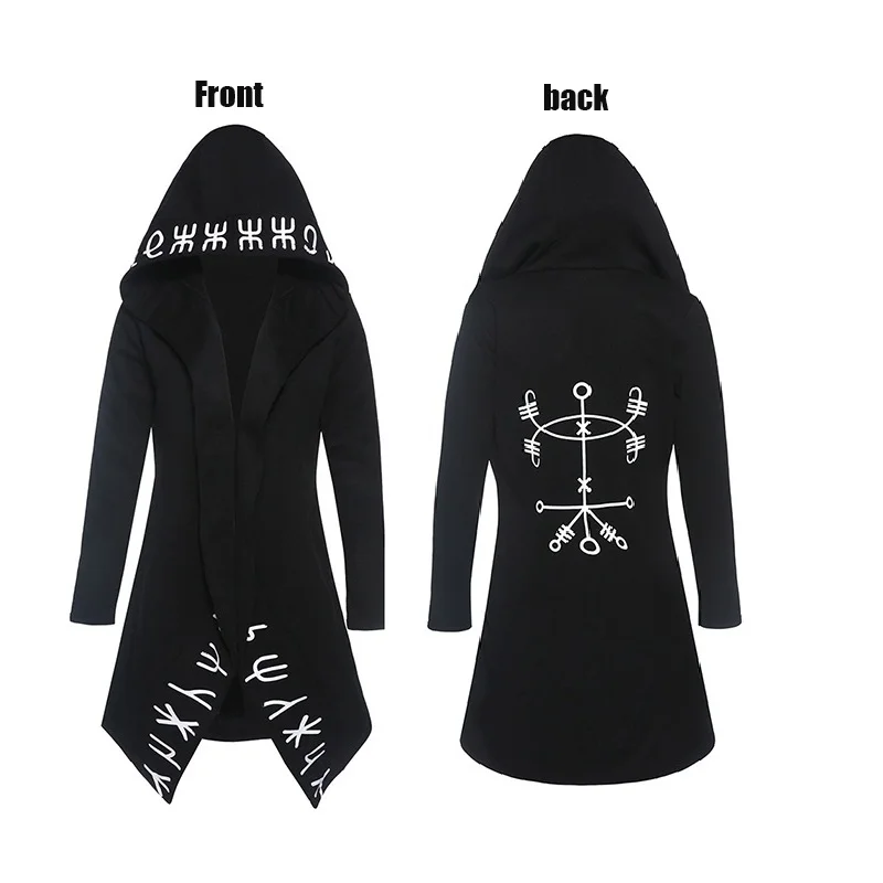 Print 2 Black Rosetic толстовки в стиле панк, готика, повседневные, стильные, черные, плюс размер, женские толстовки, свободные, хлопок, с капюшоном, простой рисунок, женские толстовки - Цвет: Print 2 Black