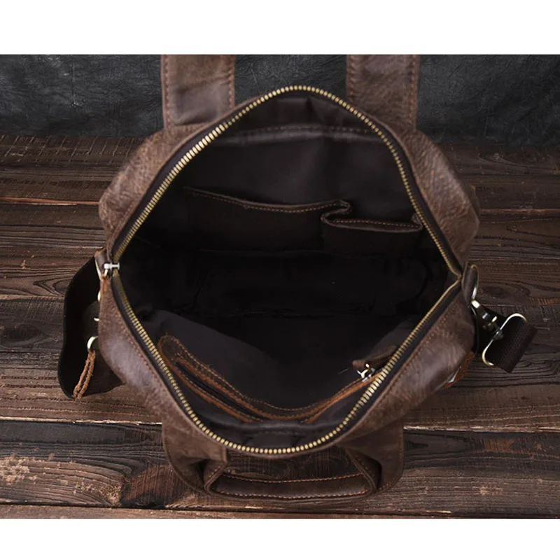 Мужская кожаная сумка мессенджер AETOO с эффектом потертости в стиле ретро ручная